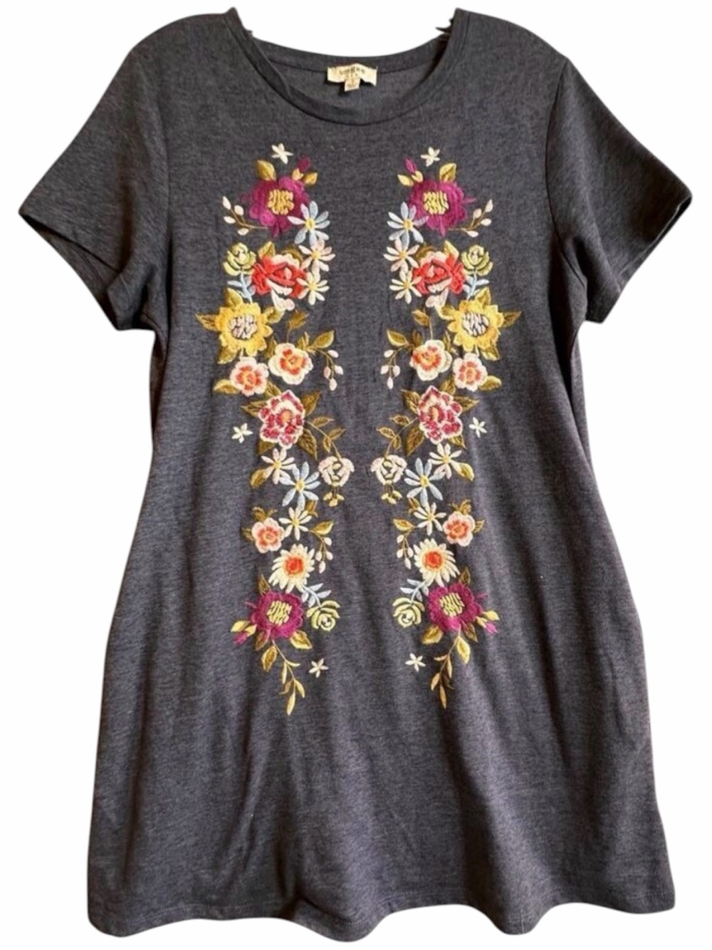 Umgee Embroidered‎ Floral Shift Dress Tunic Mini Boho Western Size S